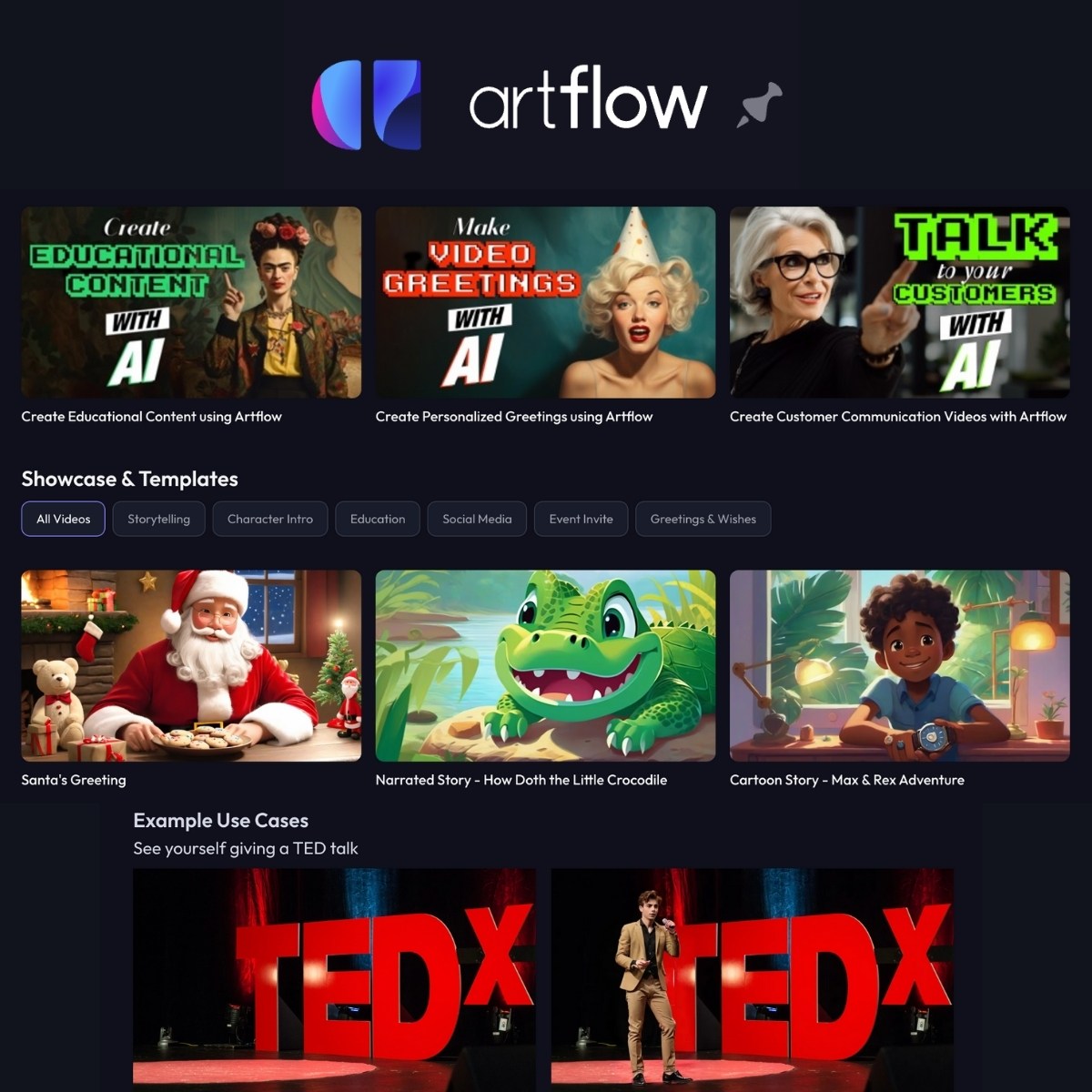 Artflow user interface and dashboard demonstration