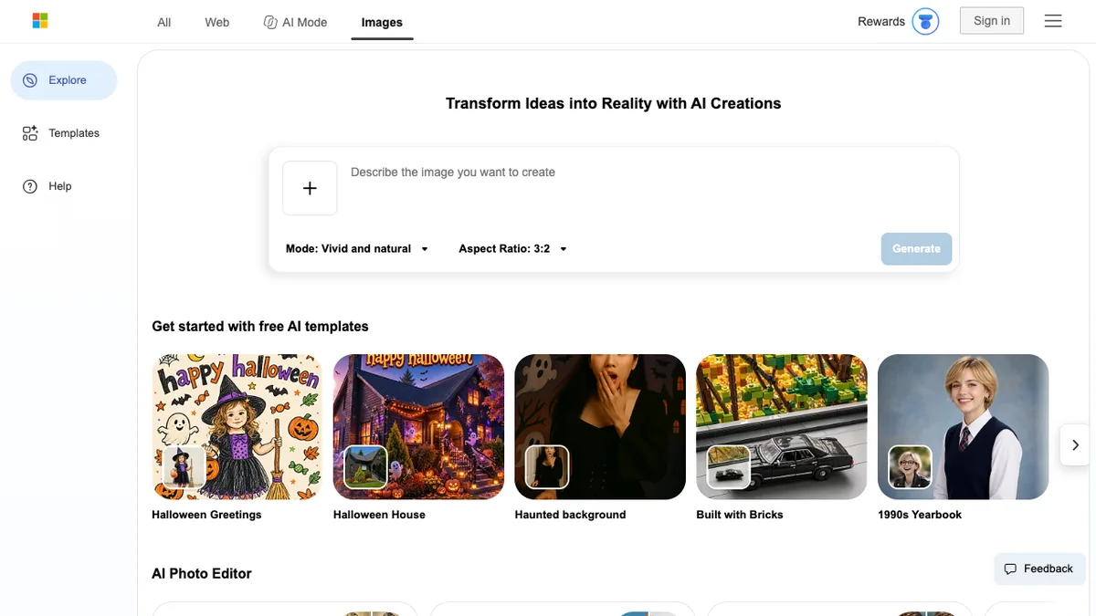 Bing Image Creator Workspace Live Preview
