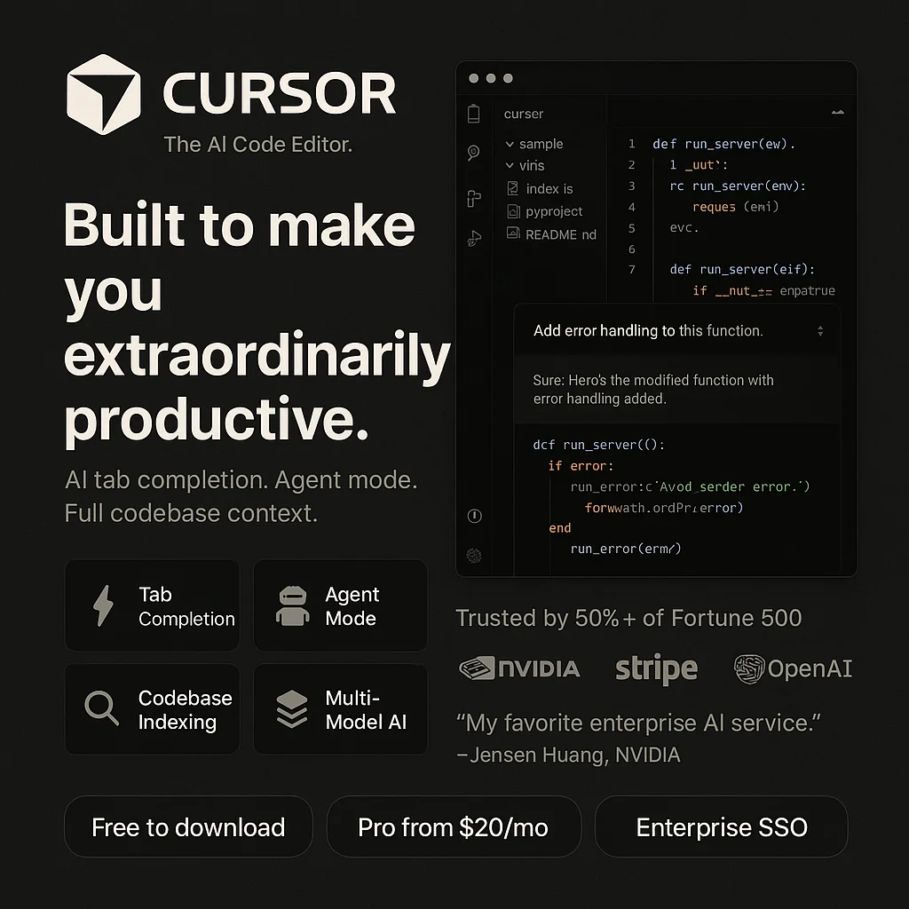 Cursor IDE user interface and dashboard demonstration