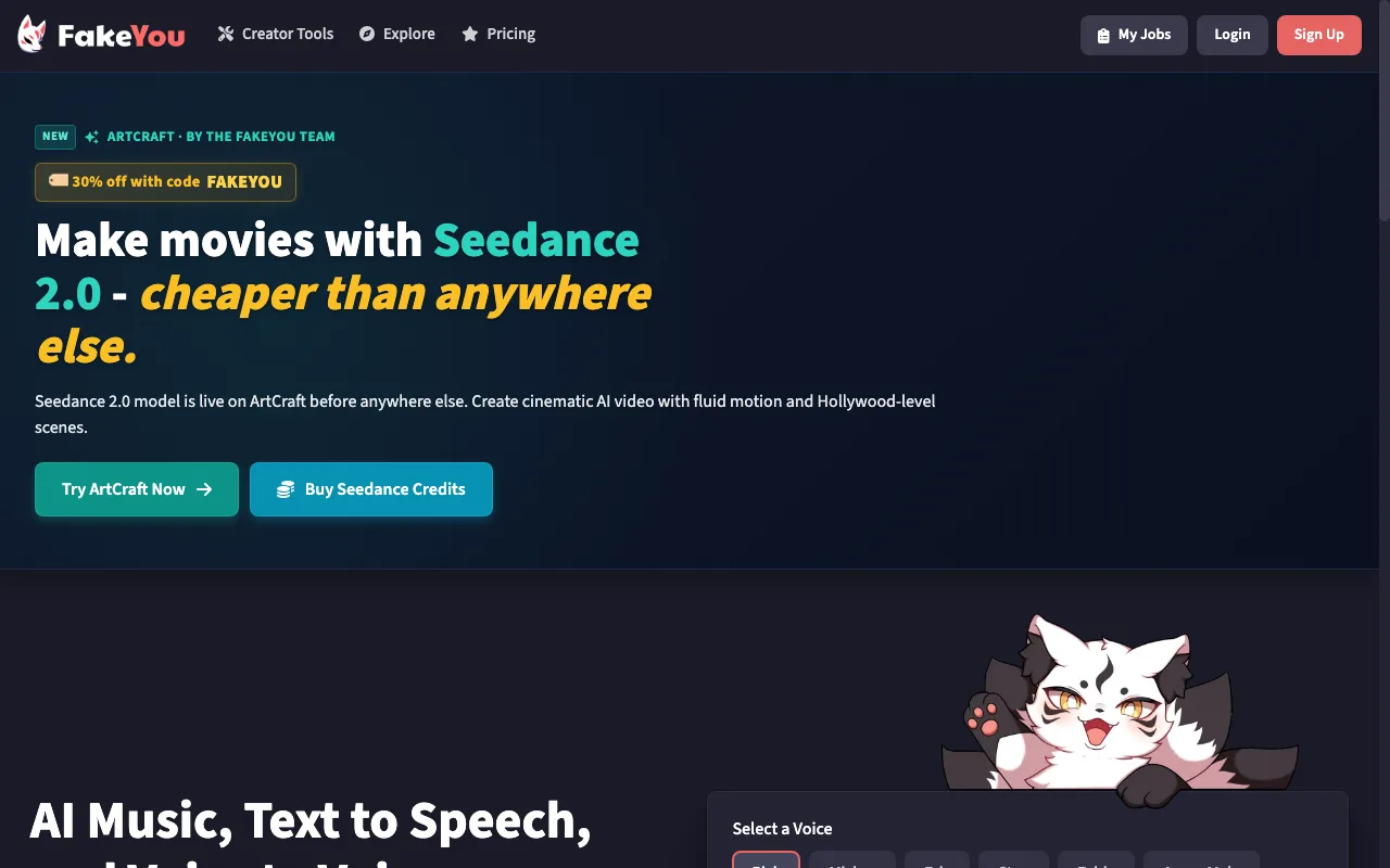 FakeYou user interface and dashboard demonstration