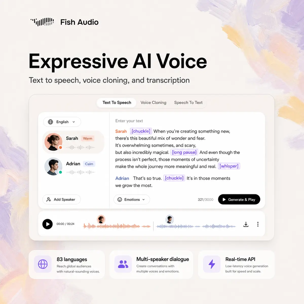 Fish Audio user interface and dashboard demonstration
