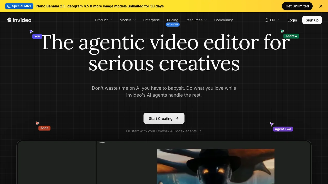InVideo AI Free AI Interface & Workspace