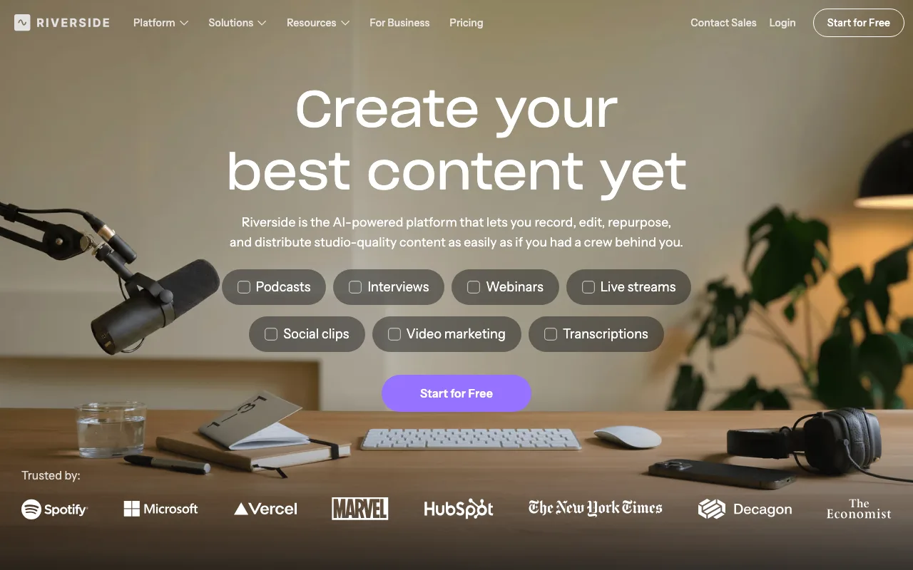 Riverside.fm Transcription user interface and dashboard demonstration