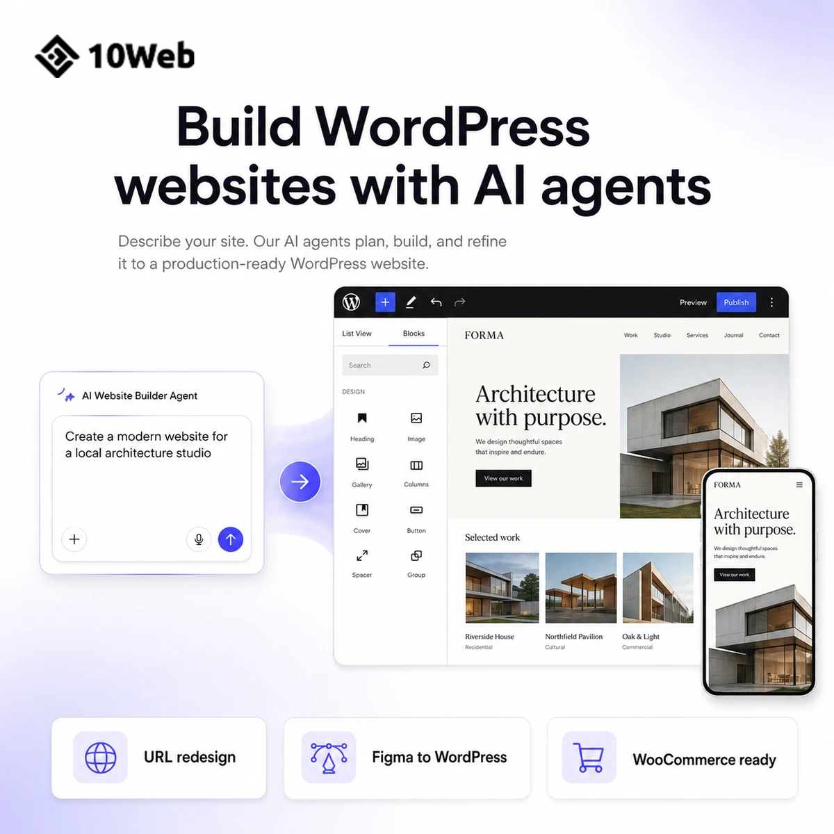 10Web AI WordPress website builder and PageSpeed booster