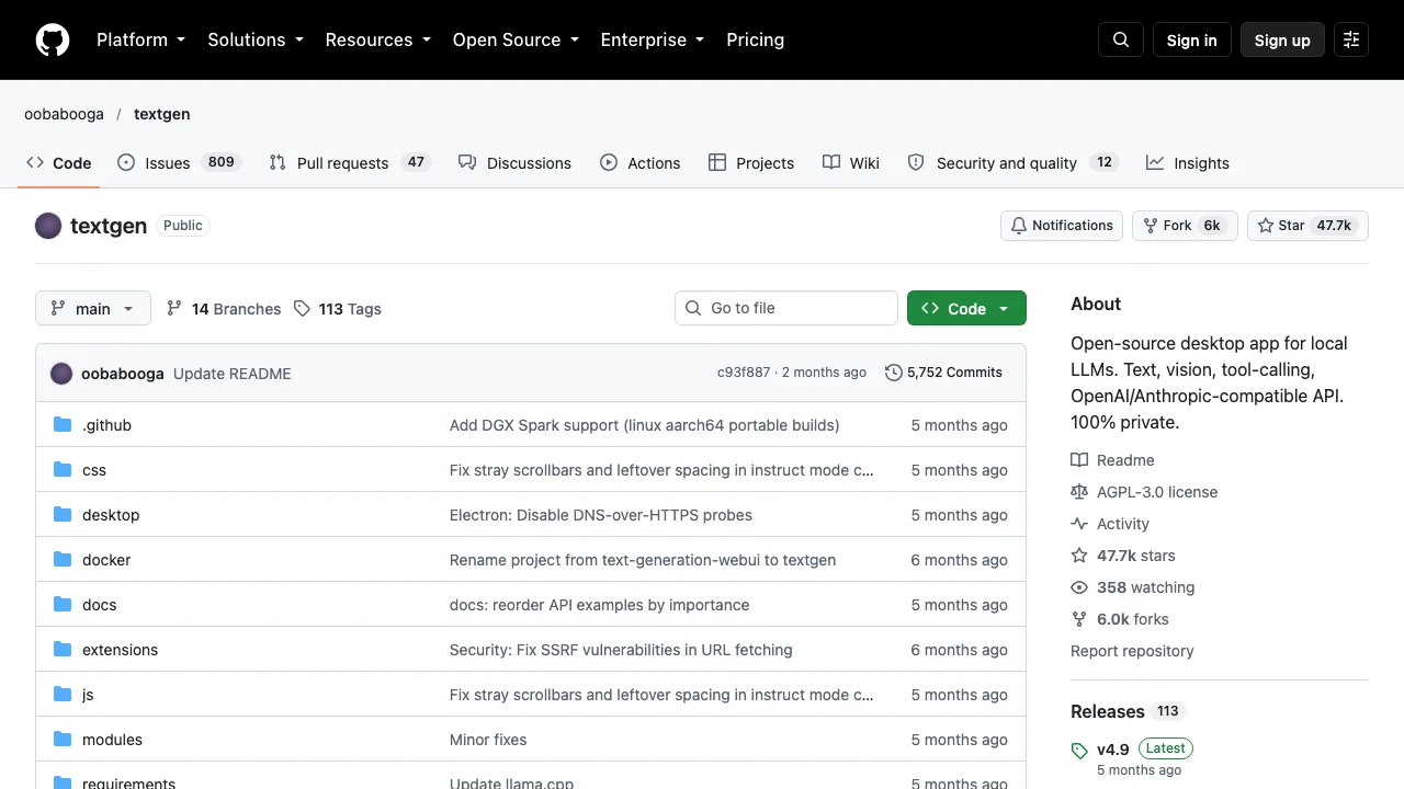 Text Generation WebUI Free AI Interface & Workspace