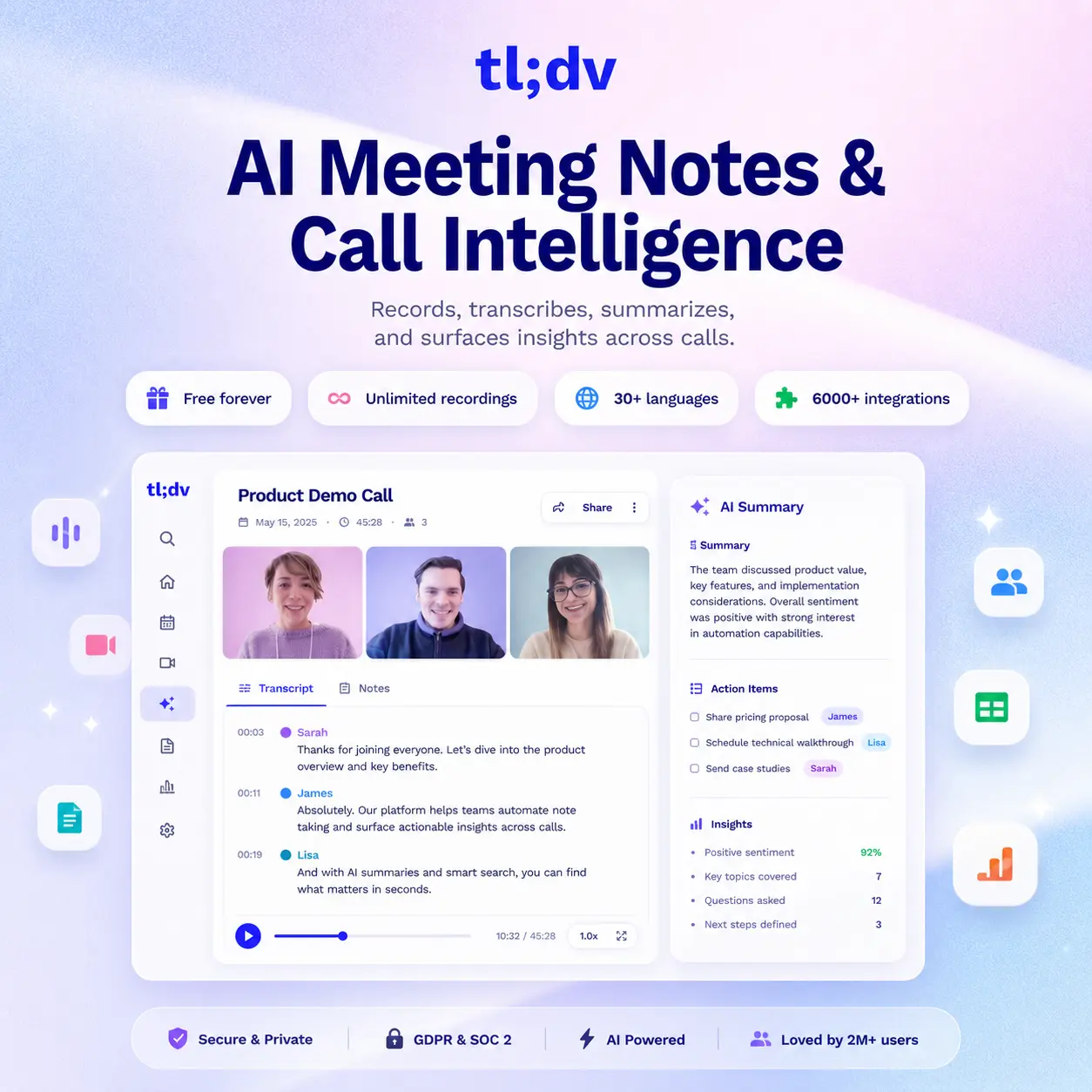 tl;dv user interface and dashboard demonstration