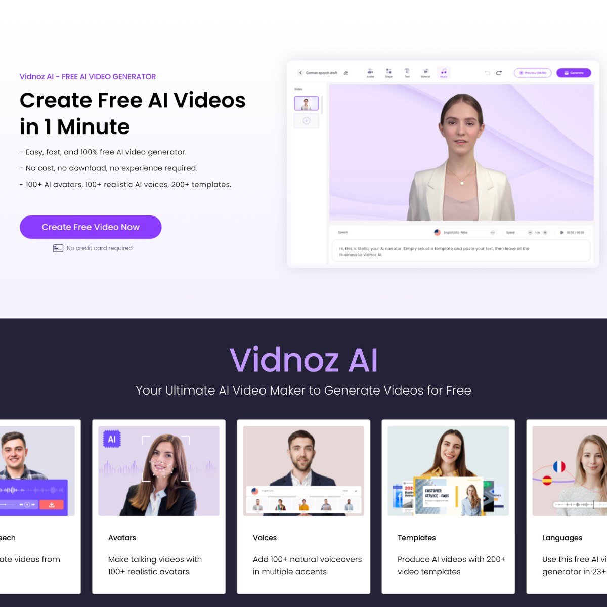 Vidnoz AI user interface and dashboard demonstration